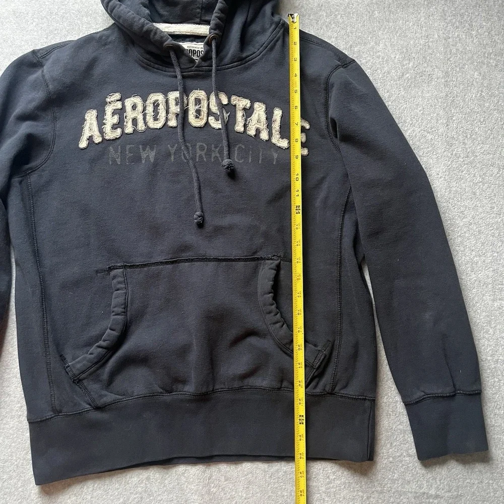 Aeropostale Men's Medium Navy Blue Pullover Hoodie New York City Kangaroo Pocket